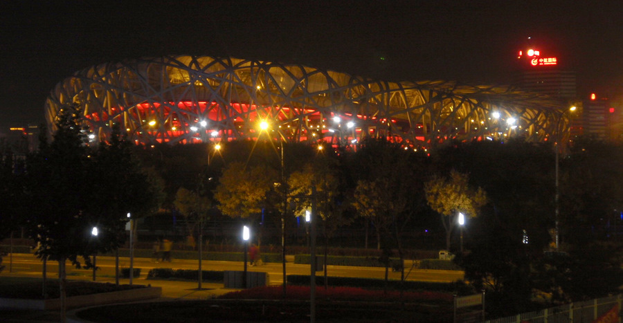 The Olympic Bird Nest at Night.